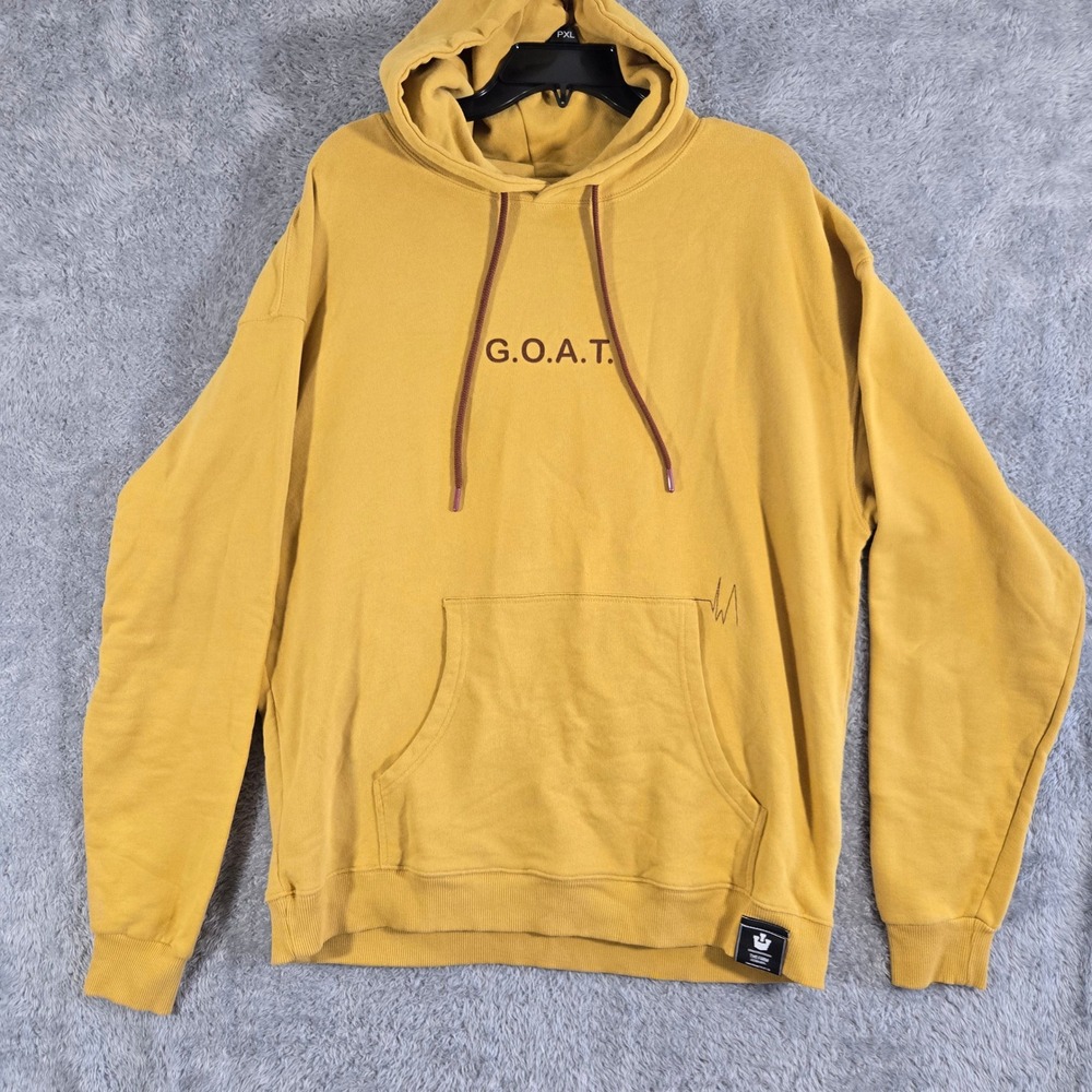 Goorin Bros The Farm GOAT Hoodie Mustard Yellow Mens Large Graphic Sweatshirt